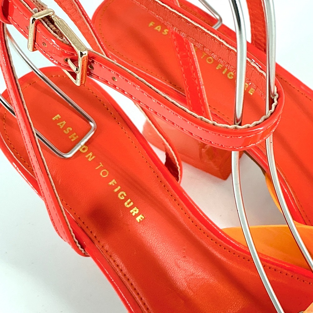 Fashion To Figure Plus Size 7W 7 Wide Neon Orange Clear Heel Pump NEW Jacki $105 - Picture 13 of 14
